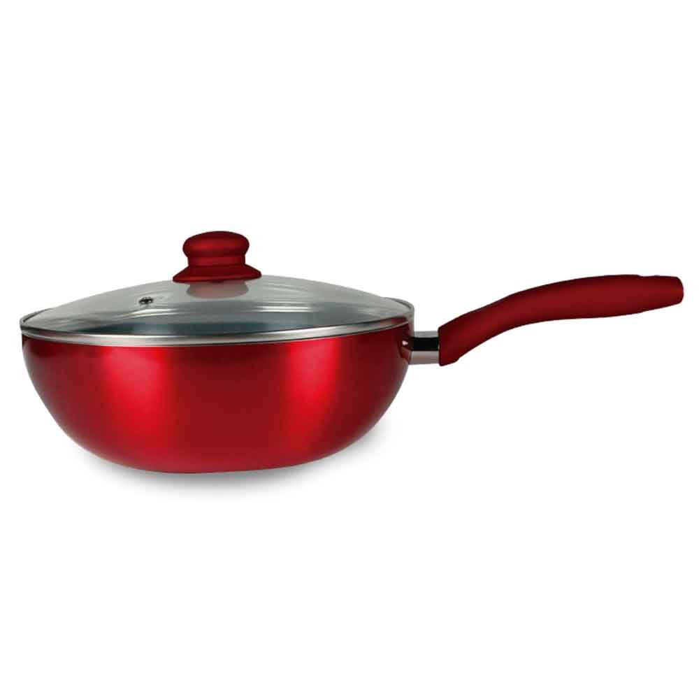 Wok Montecarlo Cm Titanio Rojo Comercial Isabella