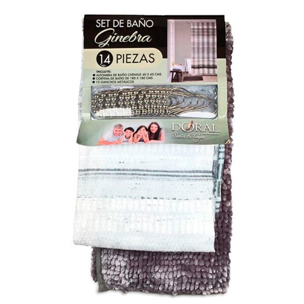 Set de Baño 14 Piezas Ginebra - Doral - Lineas Gris