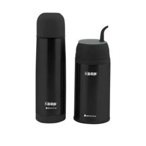 Set Termo Mate 400 ml + Termo Bala 500 ml Keep – Negro
