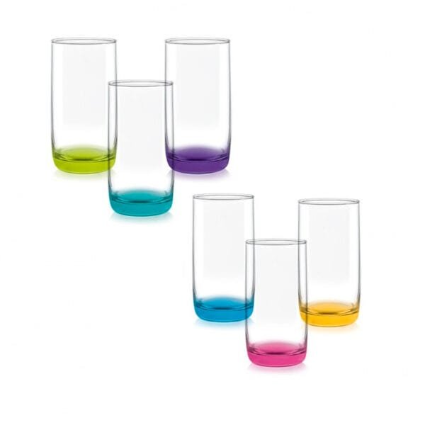 SET DE 6 VASOS ALTOS MONTERREY FONDO COLOR CRISTAR
