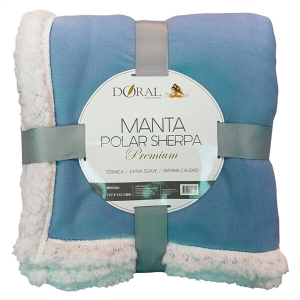 Manta Polar Sherpa Premium Doral - Celeste