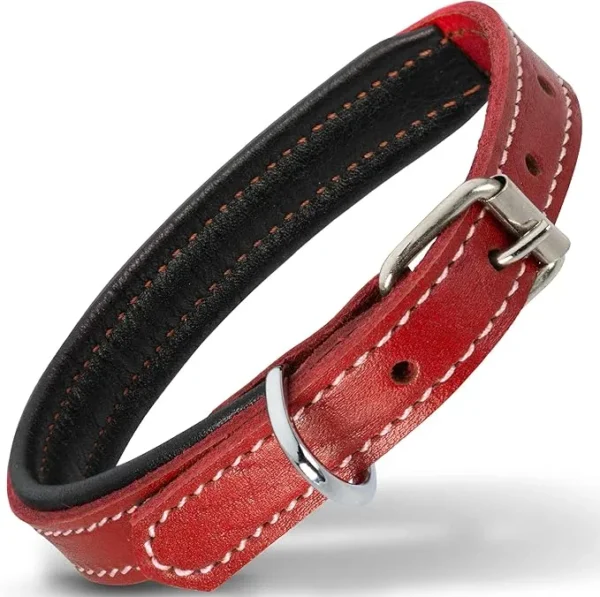 COLLAR DE CUERO SINTETICO AJUSTABLE TALLA S 25/32 CMS ROJO – NOBLEZA