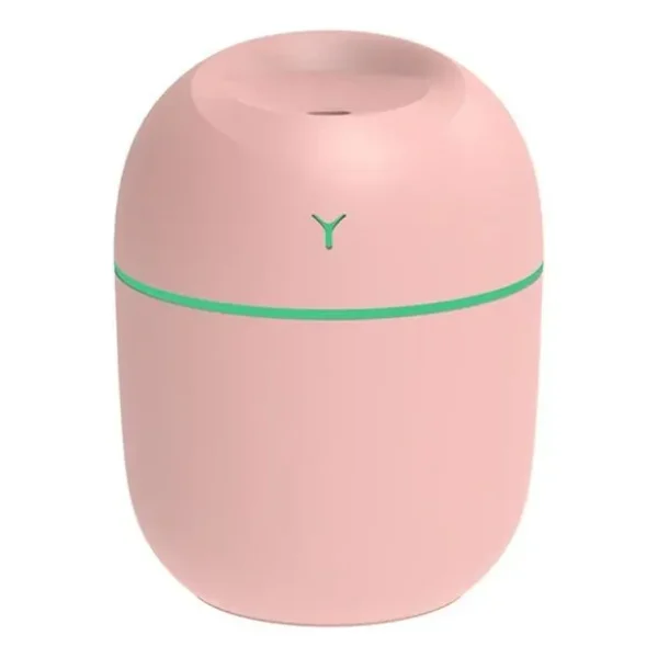 Mini Humidificador de aire de 220ML, difusor de aceites esenciales USB, Humidificador para el hogar, coche y oficina con lámpara LED de noche, ambientador – Rosa