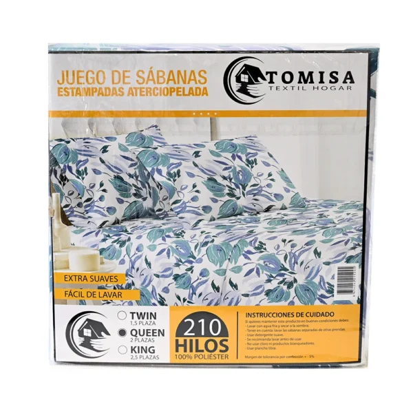 JUEGO SABANAS 1.5 PLAZA ESTAMPADAS ATERCIOPELADA 210 HILOS TOMISA