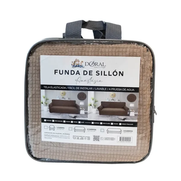 Funda de Sillón Anastasia Cuadrado 2 Cuerpo Café – Doral - Imagen 2