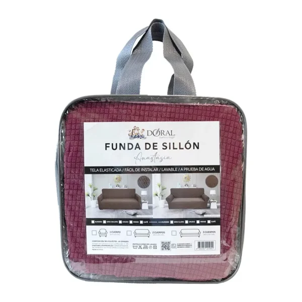 Funda de Sillón Anastasia Cuadrado 3 Cuerpo Burdeo – Doral - Imagen 2