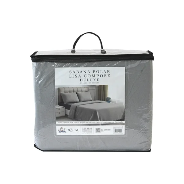 Juego de Sábanas Polar Liso Compose King 2.5 Plazas Gris – Doral - Imagen 2