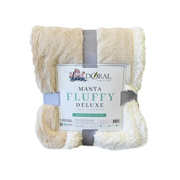 Manta Fluffy Deluxe con Sherpa Beige (127×152 cm) – Doral - Imagen 2