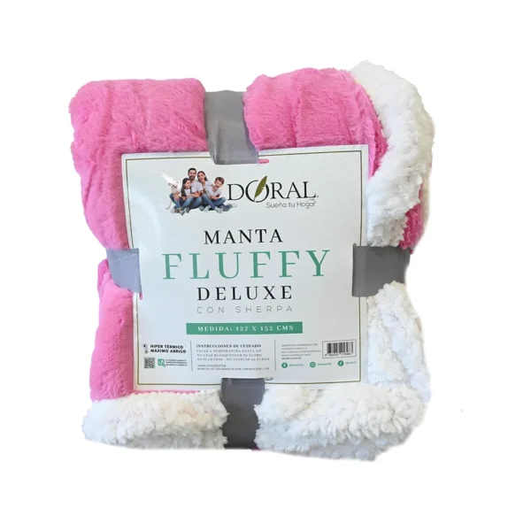 Manta Fluffy Deluxe con Sherpa Cafe (127×152 cm) – Doral - Imagen 2