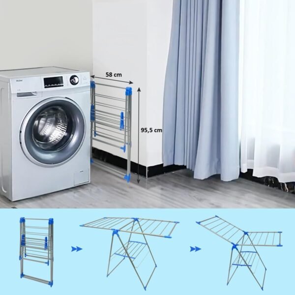 Tendedero Para Ropa De Pie Plegable Inoxidable - Imagen 2