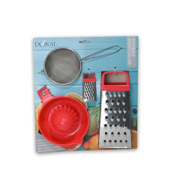 Set de Cocina 4 Piezas Rojo – Doral