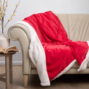 Manta Fluffy Deluxe con Sherpa Roja (127×152 cm) – Doral