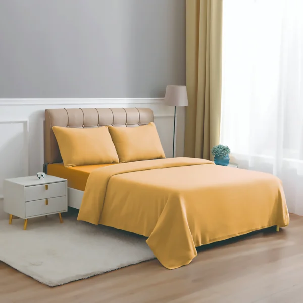 Juego de Sábanas Polar Liso Compose King 2.5 Plazas Mostaza – Doral