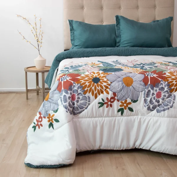 Plumón Sherpa Estampado 2.5 Plazas King Verde – Doral