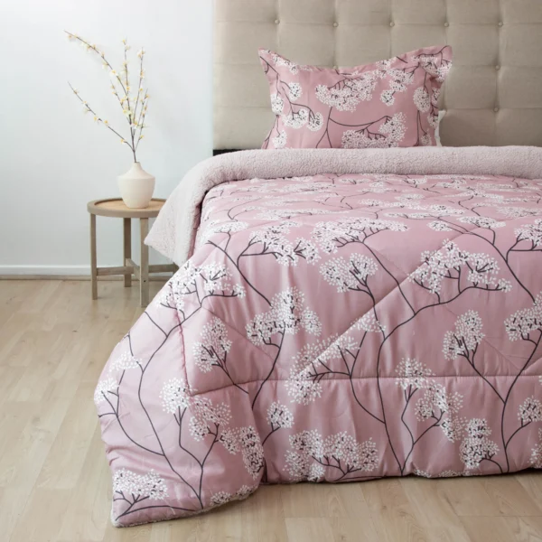 Plumón Sherpa Estampado 1.5 Plazas Rosa – Doral