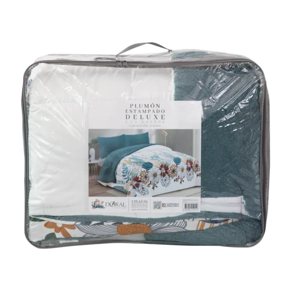 Plumón Sherpa Estampado 2.5 Plazas King Verde – Doral - Imagen 2