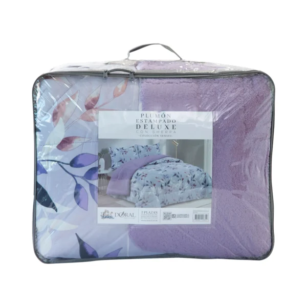 Plumón Sherpa Estampado 2,0 Plazas Lila – Doral - Imagen 2