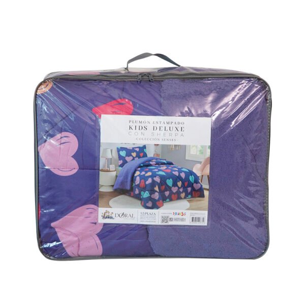 Plumón Sherpa Estampado Kids – 1.5 Plazas (170×240 cm) + Funda Corazones – Doral - Imagen 2