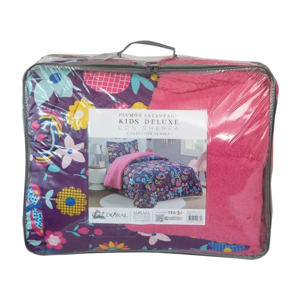 Plumón Sherpa Estampado Kids – 1.5 Plazas (170×240 cm) + Funda Flores – Doral - Imagen 2