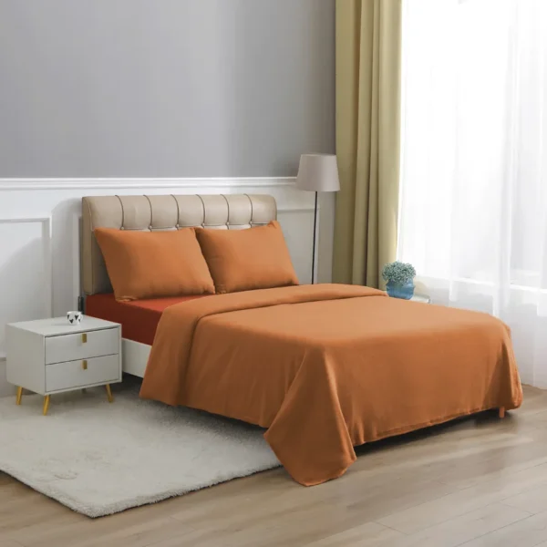Juego de Sábanas Polar Liso Compose King 2.5 Plazas Terracota – Doral
