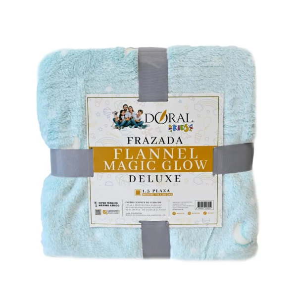 Frazada Flannel Magic Glow Deluxe 1,5 Plz – Celeste Luna – Doral - Imagen 2