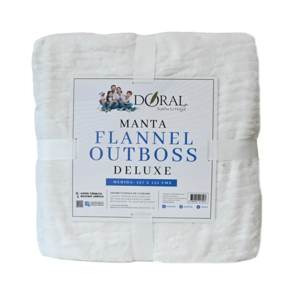 Manta Flannel Outboss Deluxe Blanco – Doral (127×152 cm) - Imagen 2