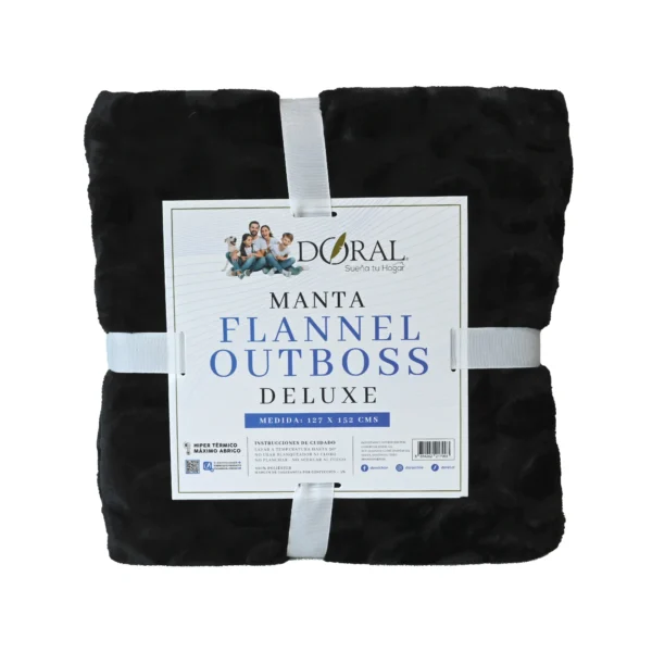 Manta Flannel Outboss Deluxe Negro – Doral (127×152 cm) - Imagen 2