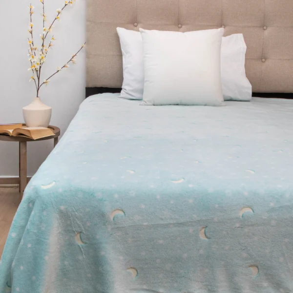 Frazada Flannel Magic Glow Deluxe 1,5 Plz – Celeste Luna – Doral