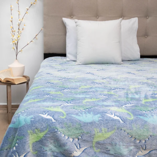 Frazada Flannel Magic Glow Deluxe 1,5 Plz – Azul Dinosaurio – Doral