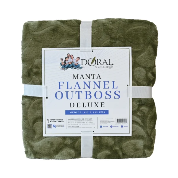 Manta Flannel Outboss Deluxe Verde – Doral (127×152 cm) - Imagen 2