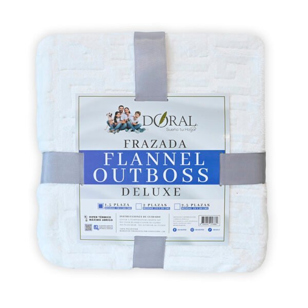 Frazada Flannel Outboss Deluxe 1,5 Plazas Blanco Doral - Imagen 2