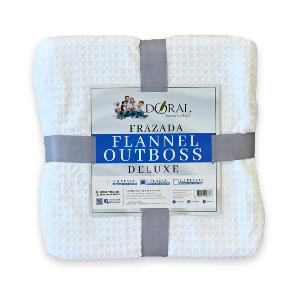 Frazada Flannel Outboss Deluxe 2.0 Plazas Blanco – Doral - Imagen 2