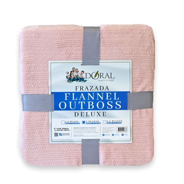 Frazada Flannel Outboss Deluxe 2.0 Plazas Rosa – Doral - Imagen 2