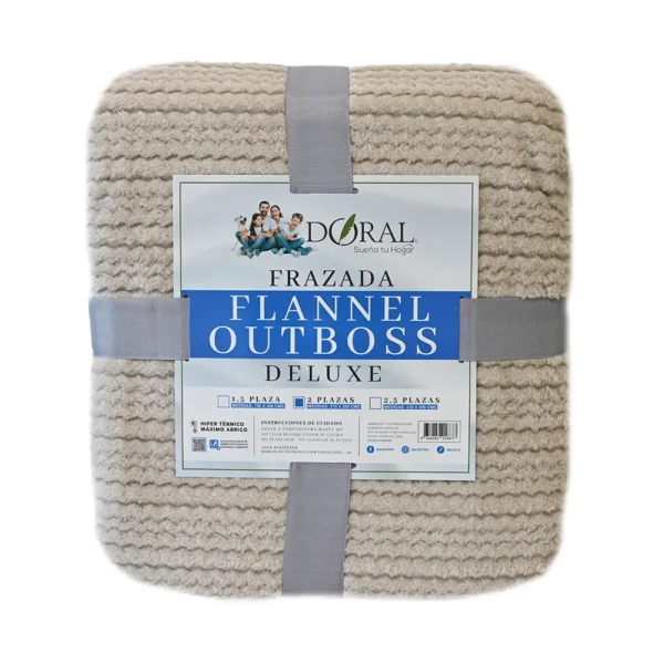 Frazada Flannel Outboss Deluxe 2.0 Plazas Cafe Claro – Doral - Imagen 2