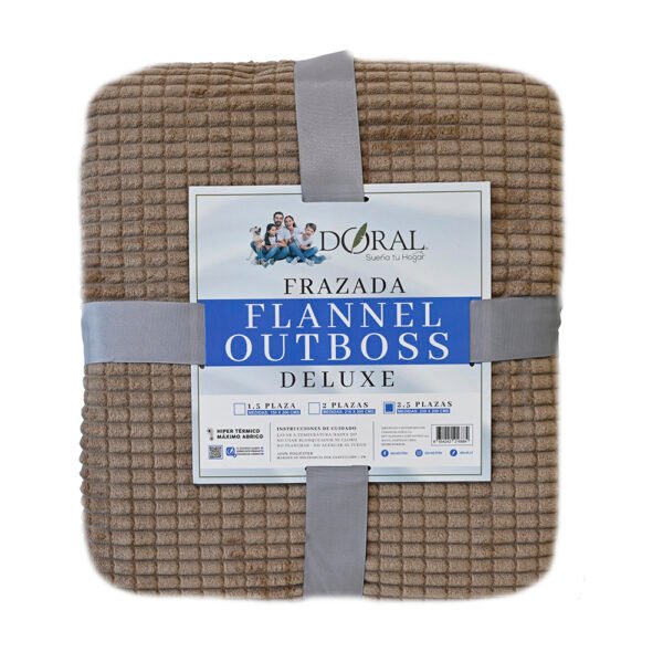 Frazada Flannel Outboss Deluxe 1,5 Plazas Cafe – Doral - Imagen 2