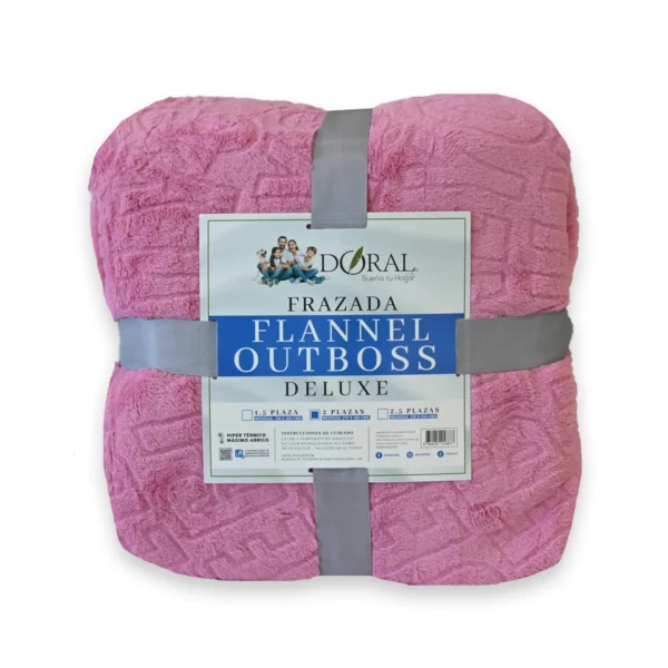 Frazada Flannel Outboss Deluxe 2.0 Plazas Fucsia – Doral - Imagen 2