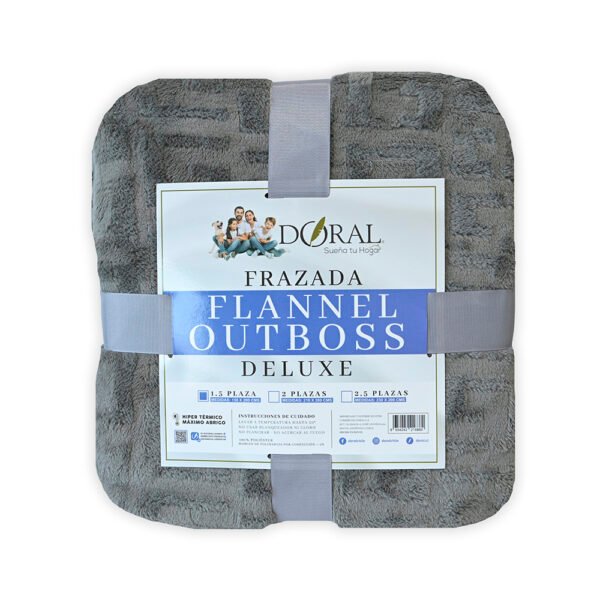 Frazada Flannel Outboss Deluxe 1,5 Plazas Taupe – Doral - Imagen 2