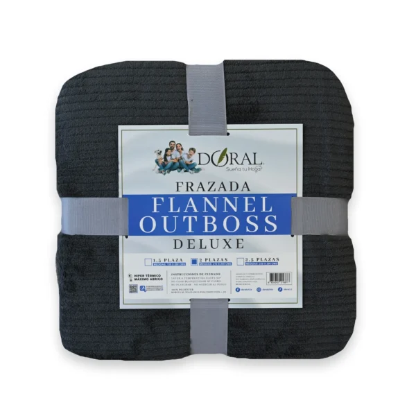 Frazada Flannel Outboss Deluxe 2.0 Plazas Grafito – Doral - Imagen 2