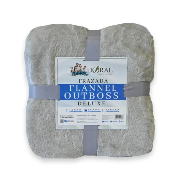 Frazada Flannel Outboss Deluxe 2.0 Plazas Gris – Doral - Imagen 2