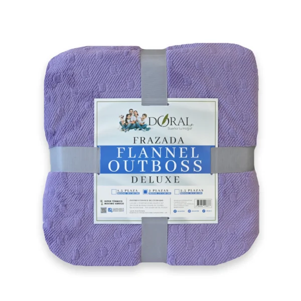 Frazada Flannel Outboss Deluxe 2.0 Plazas Lila – Doral - Imagen 2