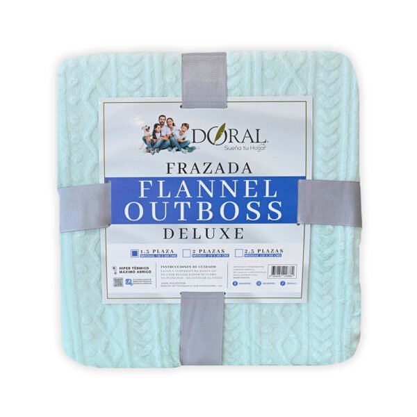 Frazada Flannel Outboss Deluxe 1,5 Plazas Turquesa – Doral - Imagen 2
