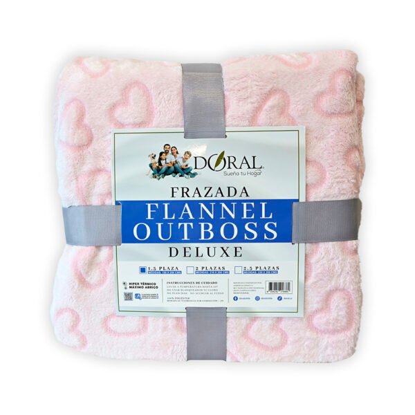 Frazada Flannel Outboss Deluxe 1,5 Plazas Rosa – Doral - Imagen 2