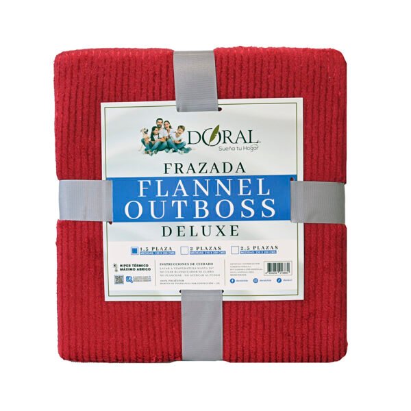 Frazada Flannel Outboss Deluxe 1,5 Plazas Rojo – Doral - Imagen 2
