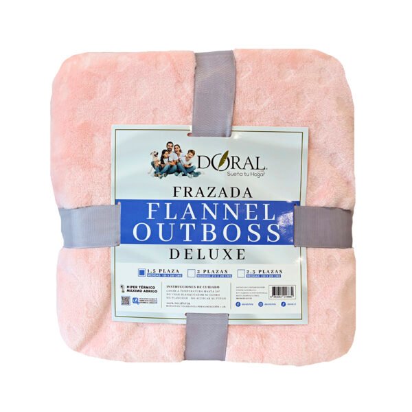 Frazada Flannel Outboss Deluxe 1,5 Plazas Damasco – Doral - Imagen 2