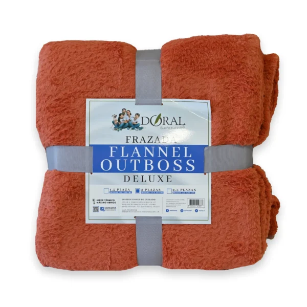 Frazada Flannel Outboss Deluxe 2.0 Plazas Terracota – Doral - Imagen 2