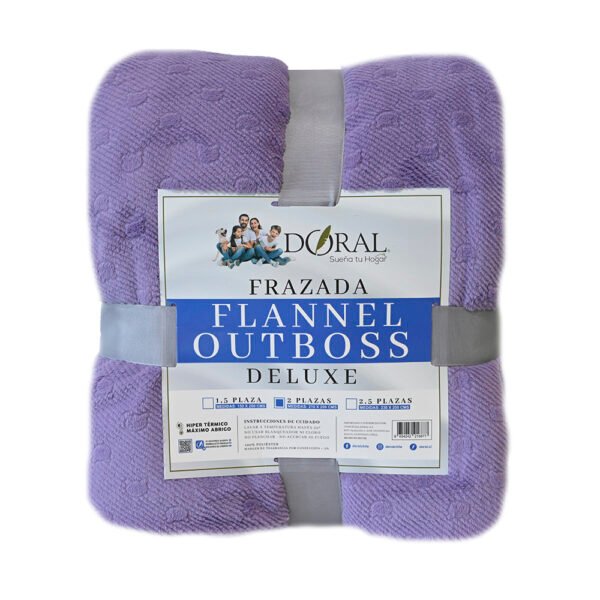 Frazada Flannel Outboss Deluxe 2.0 Plazas Violeta – Doral - Imagen 2