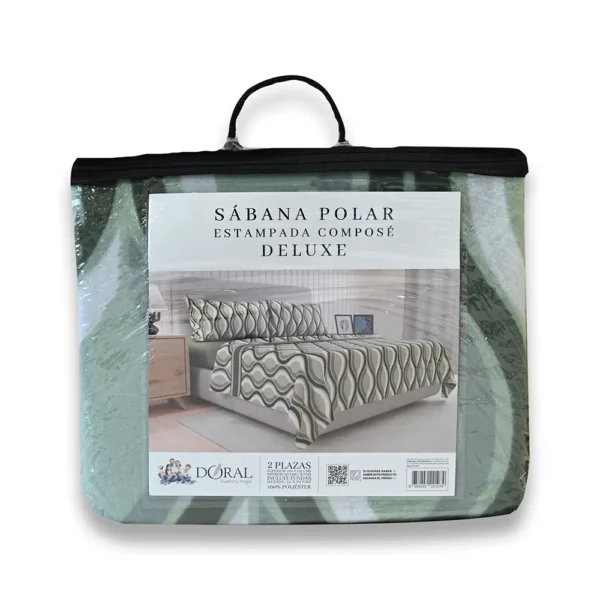 Juego de Sábanas Polar Estampadas King 2.5 Plazas Verde - Doral - Imagen 2