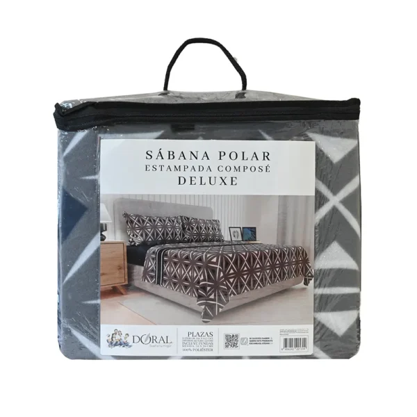 Juego de Sábanas Polar Estampadas King 2.5 Plazas Rombo Gris  – Doral - Imagen 2