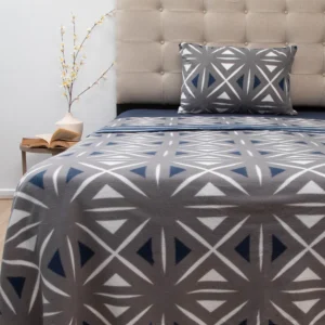 Juego de Sábanas Polar Estampadas Plaza y Media Rombo Gris – Doral