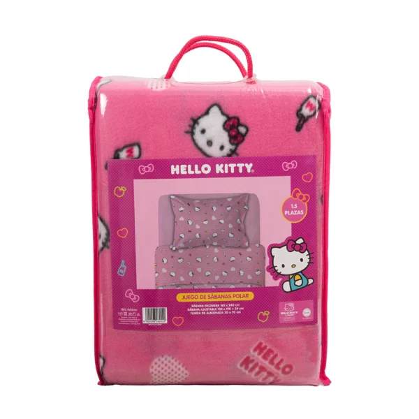 Sábana 1.5 Plazas Polar Estampado Sanrio Hello Kitty Mensaje - Imagen 2